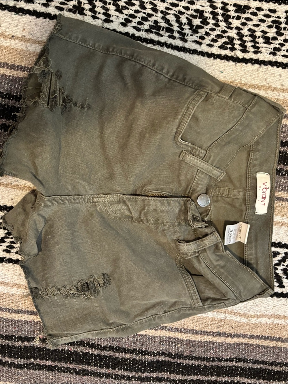 Vibrant Olive Green Casual Shorts